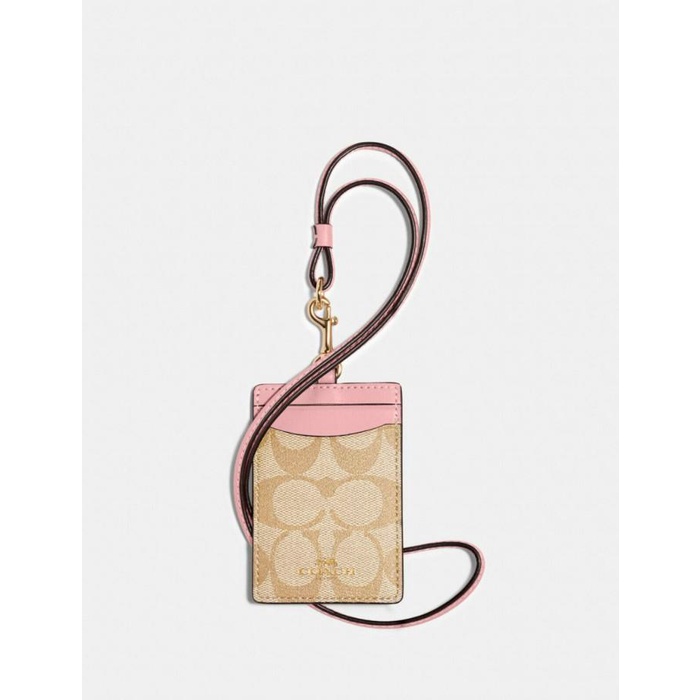 Jual COACH Id Lanyard In pink Colorblock Signature Canvas 100% ...