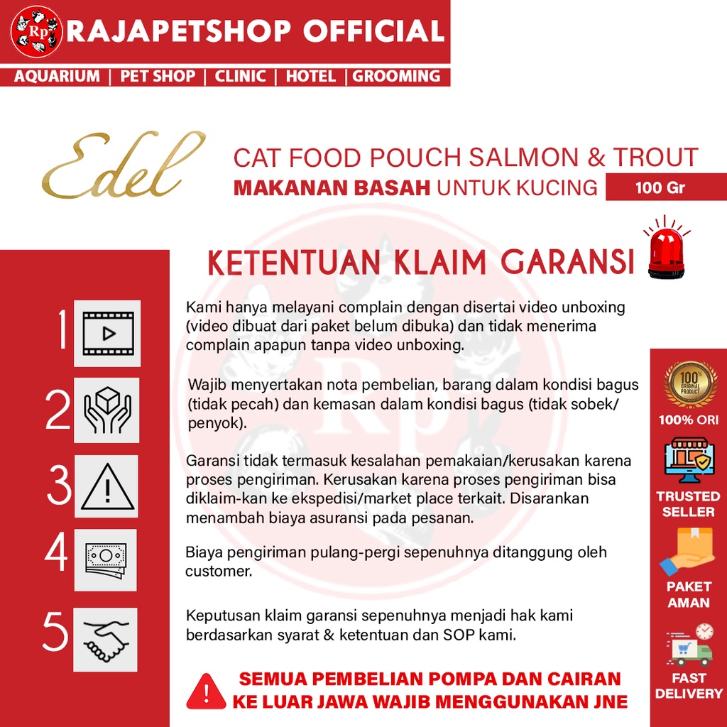 Jual EDEL CAT POUCH SALMON & TROUT MAKANAN BASAH KUCING SACHET 100GR ...