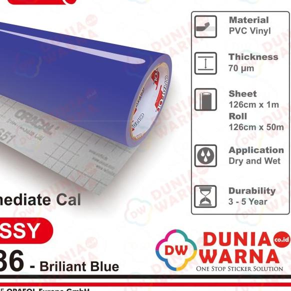 Jual Oracal 651 086 Brilliant Blue Gloss/Matte(Doff) Meteran - GLOSS ...