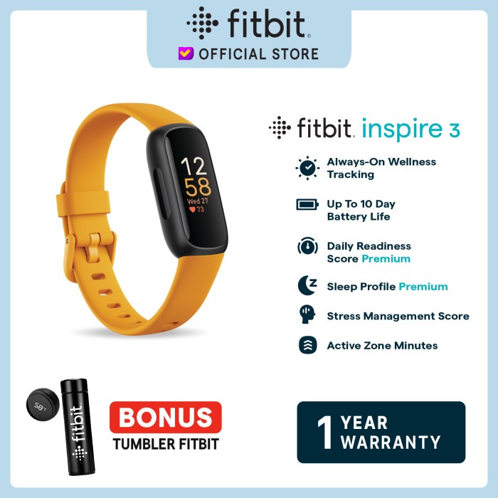 Fitbit INSPIRE 3 MORNING GLOW ORANGE - ウォーキング・ランニングウェア