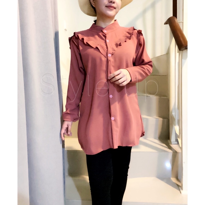 Jual Monica Blouse Kerah Shanghai LD 105cm Shopee Indonesia