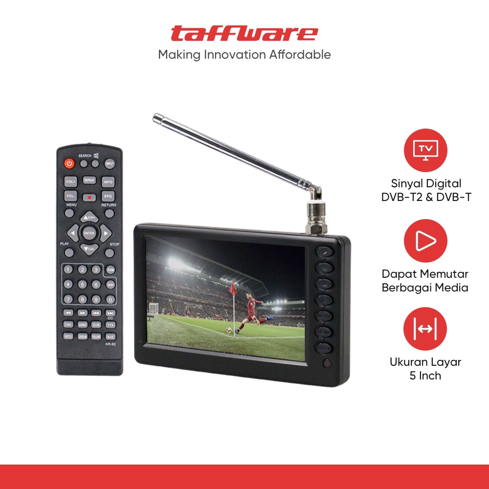 Jual Taffware Portable HD TV Monitor 5 Inch DVB-T2 + Analog - D5 ...