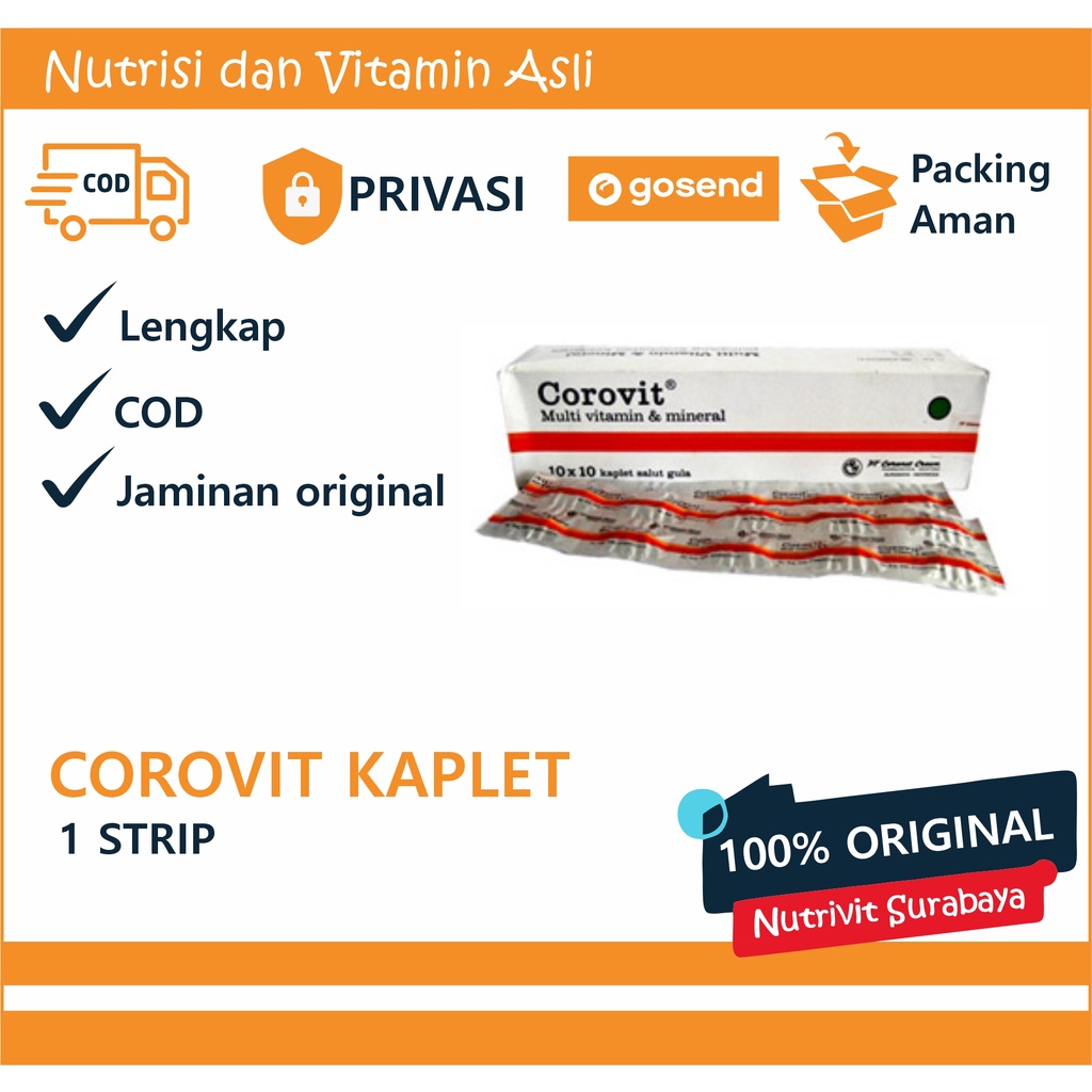 Jual Corovit Tablet Kaplet Multi Vitamin - 1 strip isi 10 - menambah ...