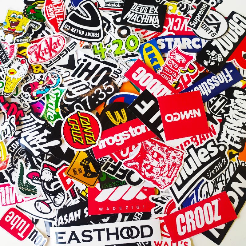 Jual Ukuran Besar Standar Asli Stiker Brand Distro Paket Isi 45 Pcs