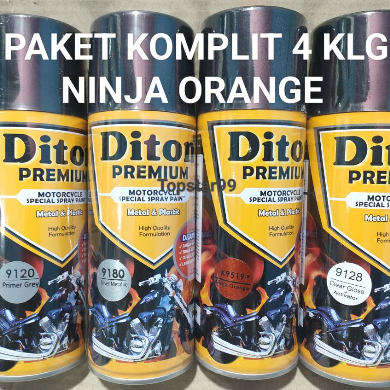 Jual Pilok Cat Diton Premium Paket Komplit Kaleng Ninja Orange Oren Primer Grey