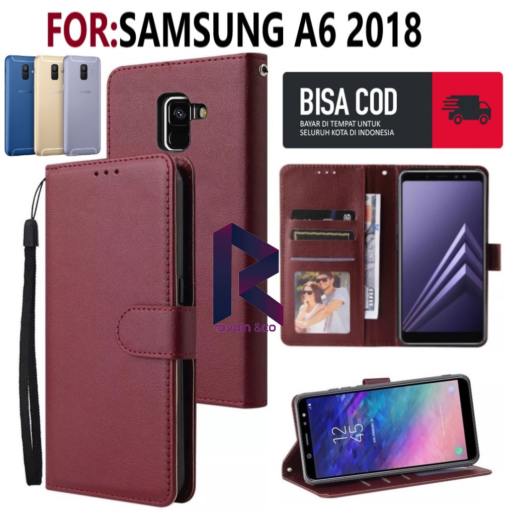 Jual CASE SAMSUNG GALAXY A6 2018 FLIP WALLET LEATHER KULIT PREMIUM