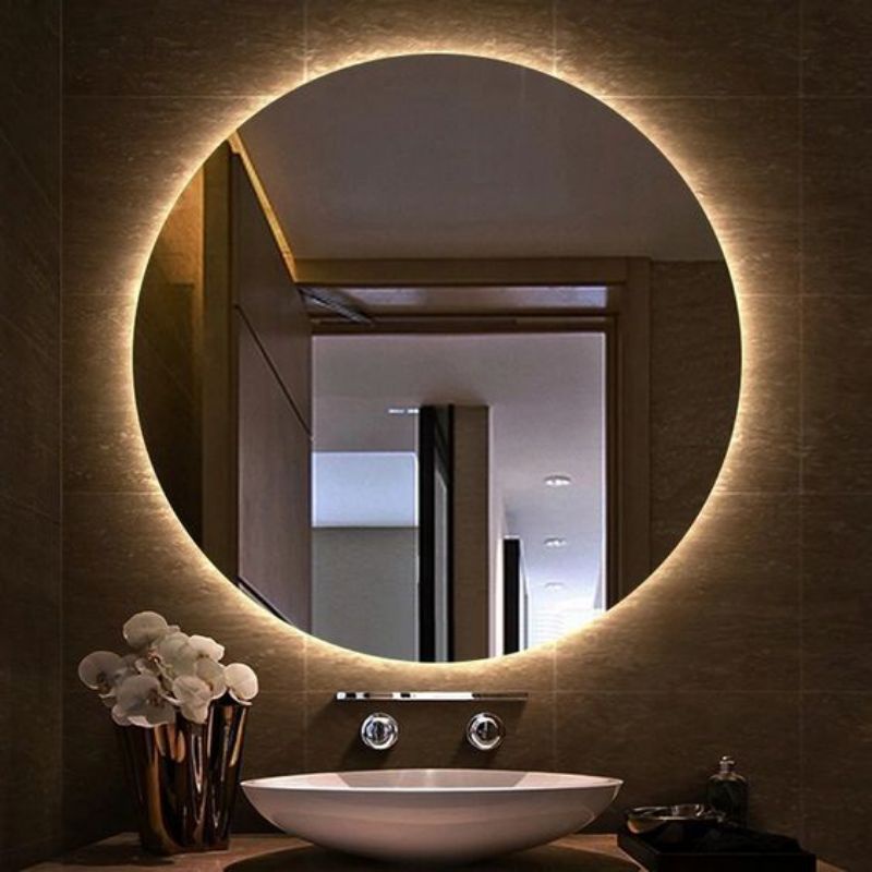 Jual kaca cermin bulat Lampu LED 50cm/Cermin Aesthetic/cermin dinding ...
