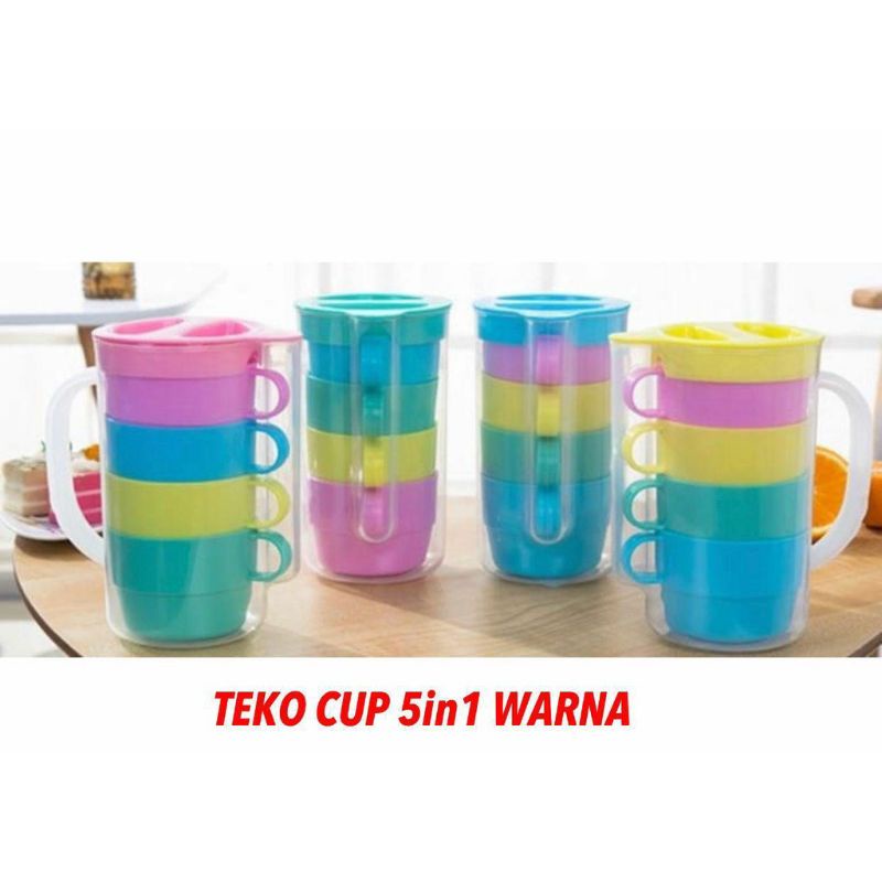 Jual Teko Cup 5in1 Warna Teko Gelas Set 5 In 1 Gelas Cangkir Air Plastik Shopee Indonesia 5538
