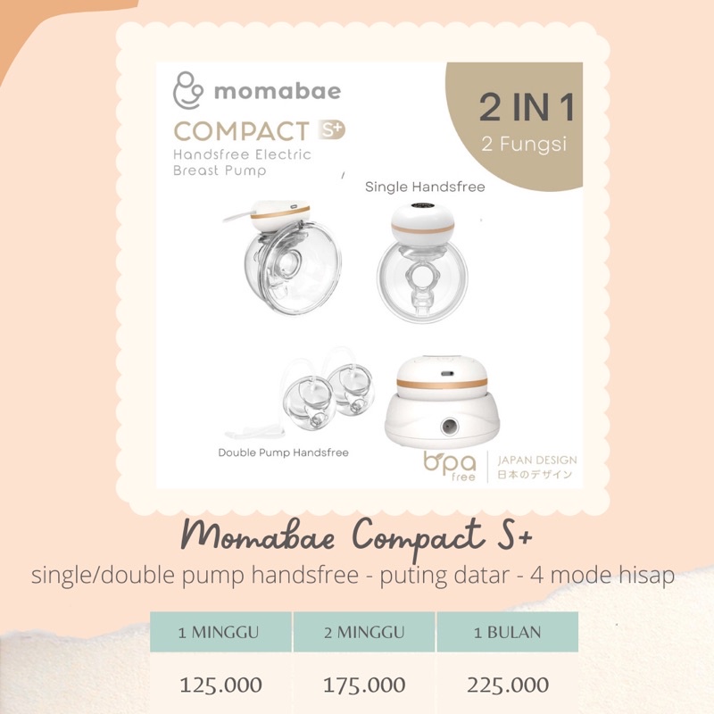 Jual Sewa Pompa ASI Handsfree Momabae Compact S+ (kirim dari Bandung ...