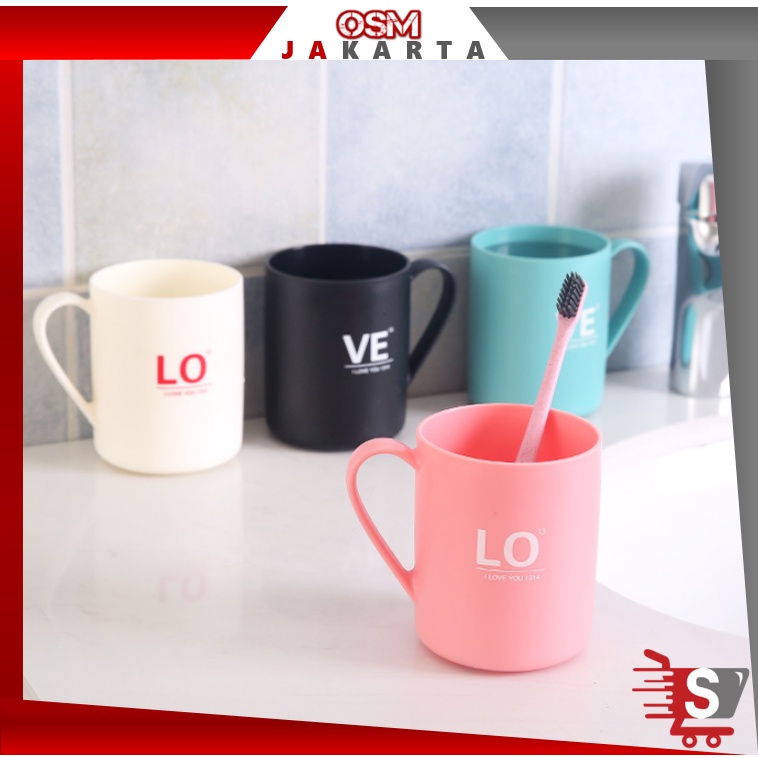 Jual OSM JKT H622 Gelas Couple Plastik / Mug Couple Gelas Pasangan Lucu