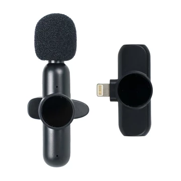 Clip On Jarak Jauh 20M Mikrofon Portable Wireless VLog Lavalier Mic Type C Lighting Microphone