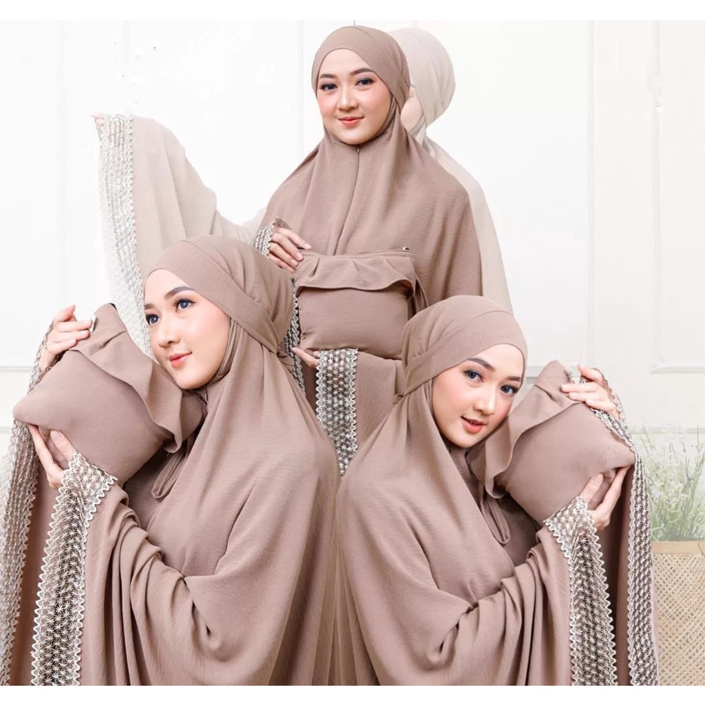 Mukena crincle airflow renda import rasheda series 3in1 jumbo mukena dewasa terbaru