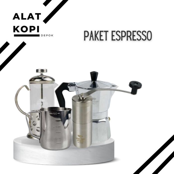 Jual Paket Alat Kopi Espresso Barista Tools Home Brew Moka Pot + French Press + Manual Hand