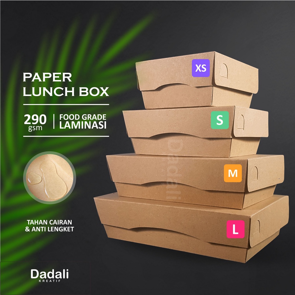Jual Kotak Makan Paper Lunch Box Kraft Coklat Laminasi Ukuran L/M/S/XS