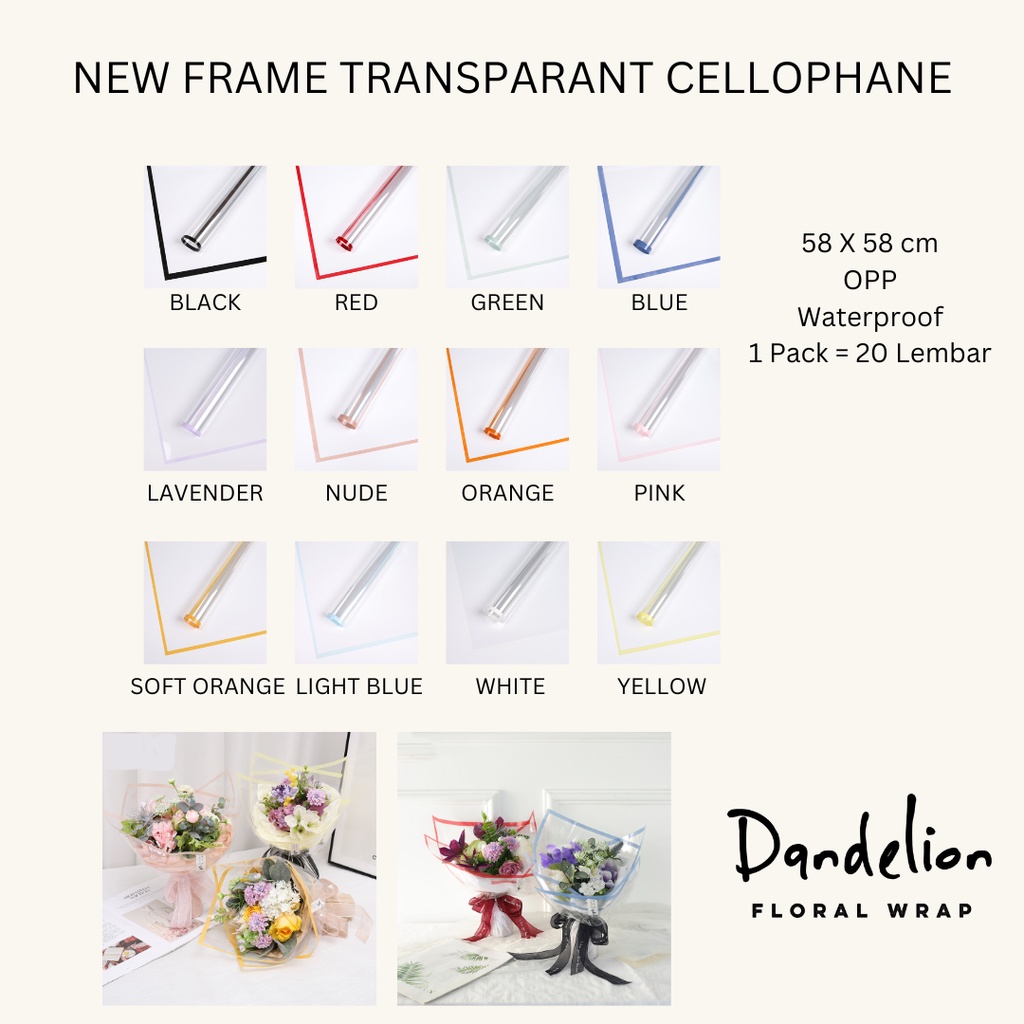 Jual FLOWER WRAPPING NEW FRAME TRANSPARANT CELLOPHANE WATERPROOF KERTAS ...