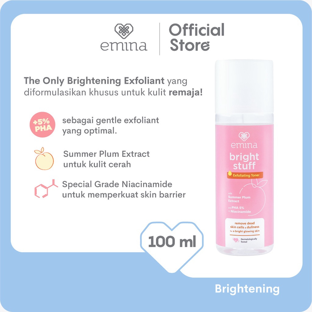 Jual NEW! Emina Bright Stuff Exfoliating Toner 100 ml Shopee Indonesia
