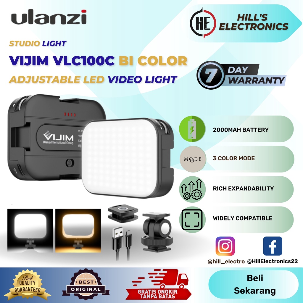 ULANZI VIJIM VL66 (3200-6500K) - Đèn LED Xoay 360 Độ, Tích Hợp Pin