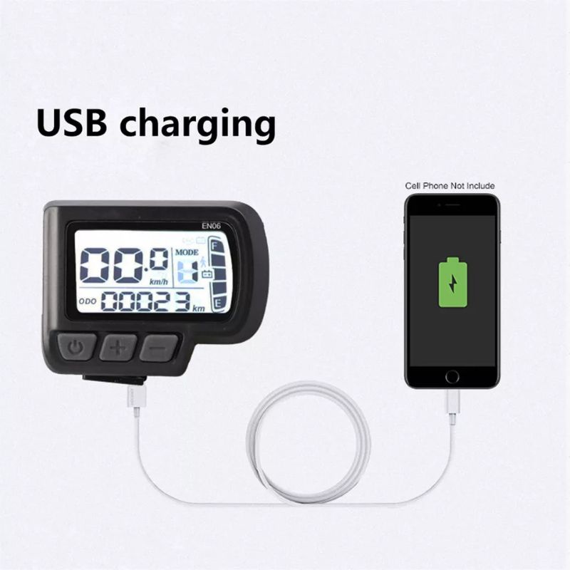 Jual LCD DISPLAY EN06 SEPEDA LISTRIK 24V 36V 48V LAYAR SPEEDOMETER USB ...