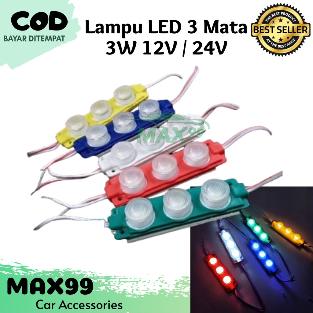 Jual Lampu LED 3 Mata 3W 12V / 24V Led Lampu Kolong Mobil Truk Truck 3 ...