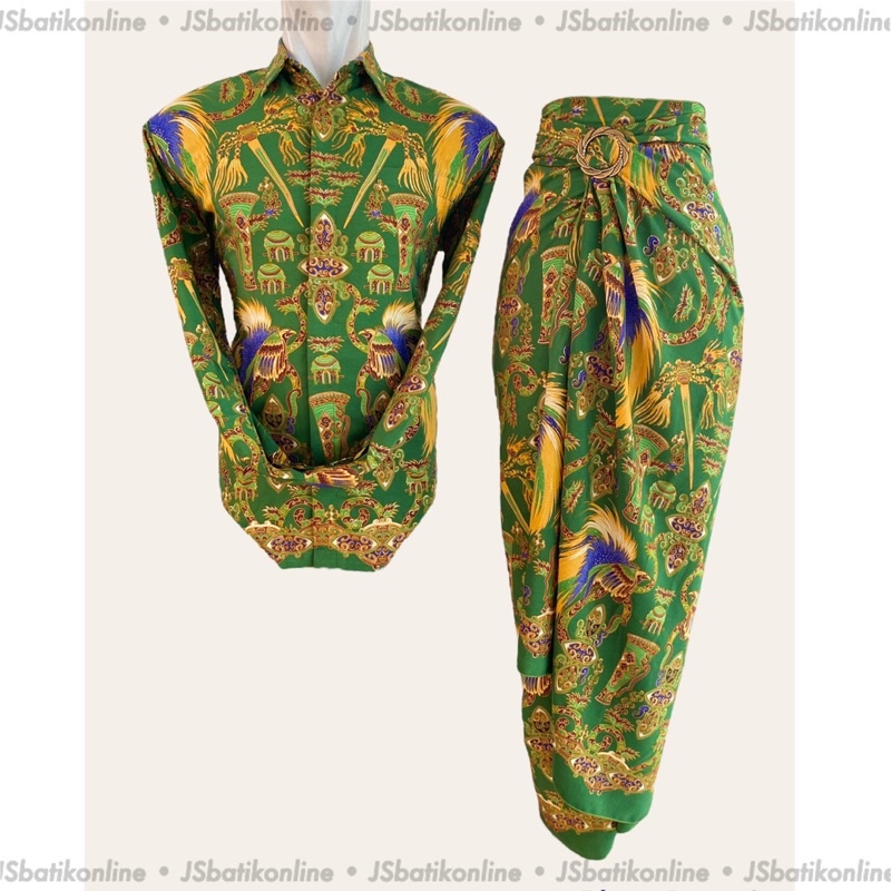 Jual BATIK NATAL HIJAU! Setelan couple batik semisutra Papua