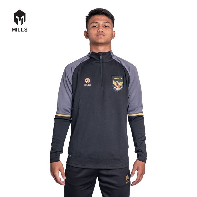 Jual Jaket Timnas Indonesia Training Jacket Halfzip Long Sleeve Mills ...