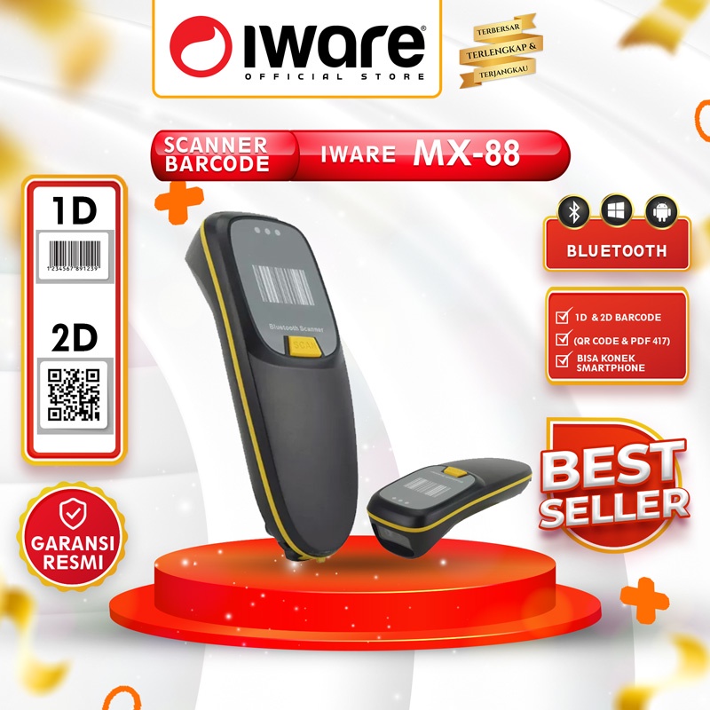 Jual Iware Bacode Scanner Laser D Wireless Iware Mx Bluetooth Mini