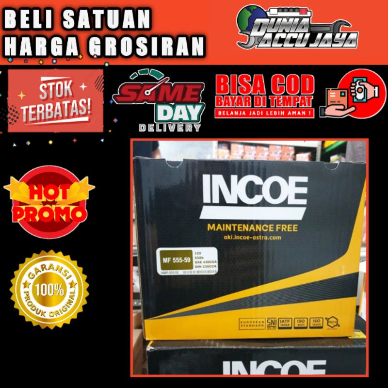 Jual Aki Incoe kering MF DIN 55559 / 555-59 12v 55ah Daewoo Espero