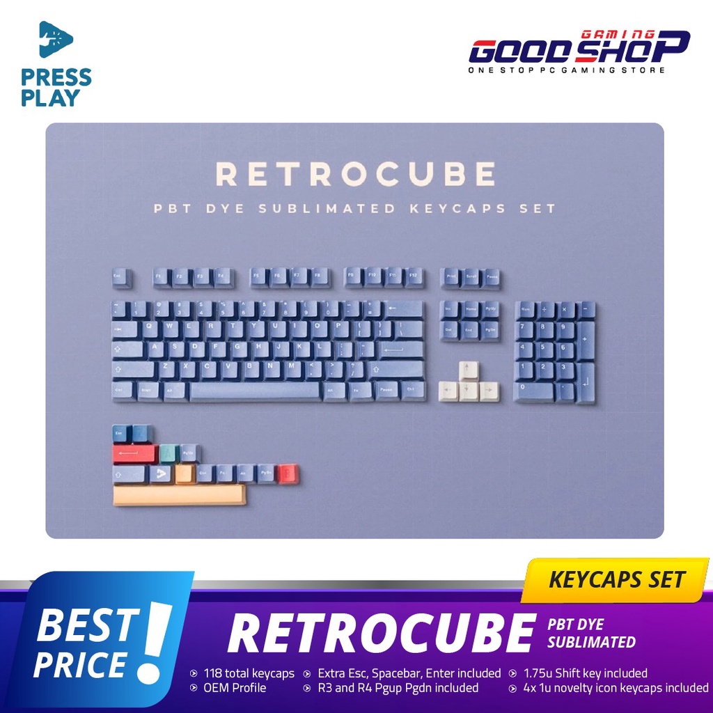Jual Press Play Retrocube x Jebbra PBT Keycaps | Shopee Indonesia