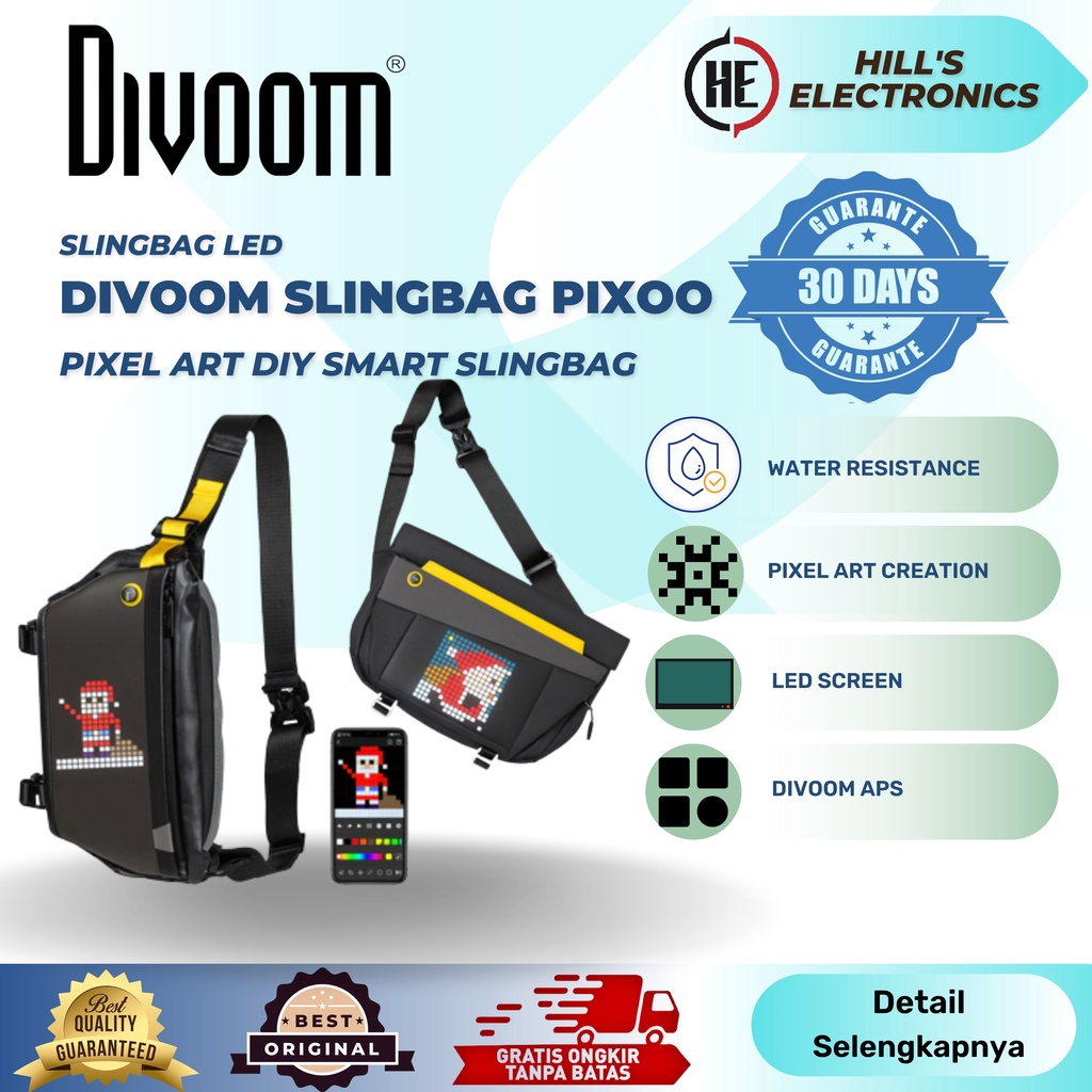 Jual Divoom Slingbag Pixoo Built-In Led Screen-Garansi Resmi | Shopee ...