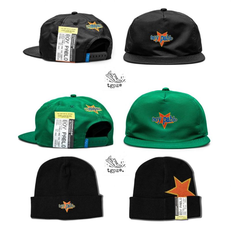 Jual Compass x Boy Pablo / Boy Pablo Hat Black / Green | Boy Pablo ...