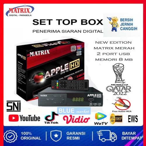 Jual SET TOP BOX MATRIX APPLE MERAH / GARUDA RECEIVER DIGITAL YOUTUBE ...