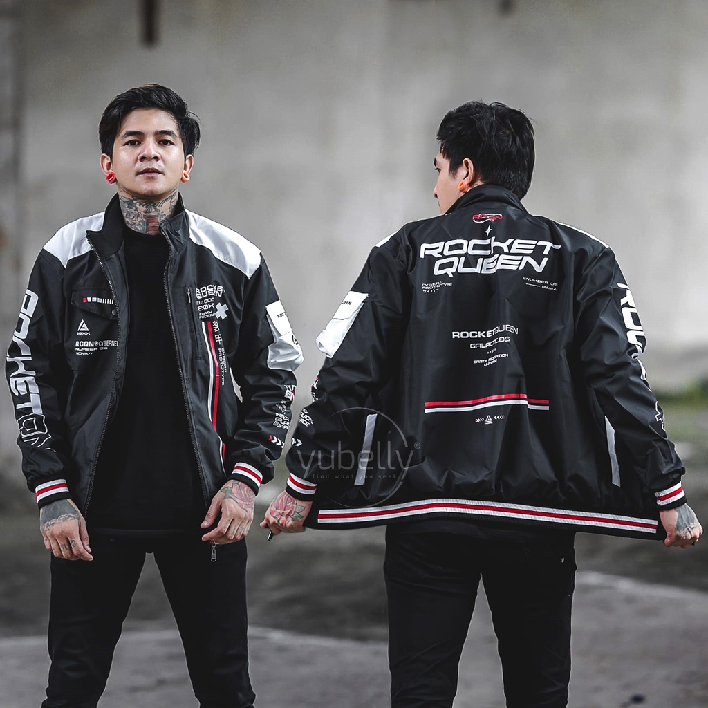 Jual Jaket Pria Bomber Racing High Neck Zipper Original Genious Jacket ...