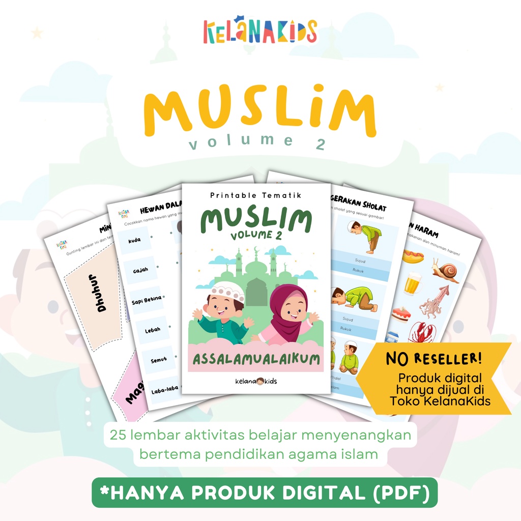 Jual Printable Worksheet Tema Muslim 25 Lembar Buku Belajar Agama Islam ...