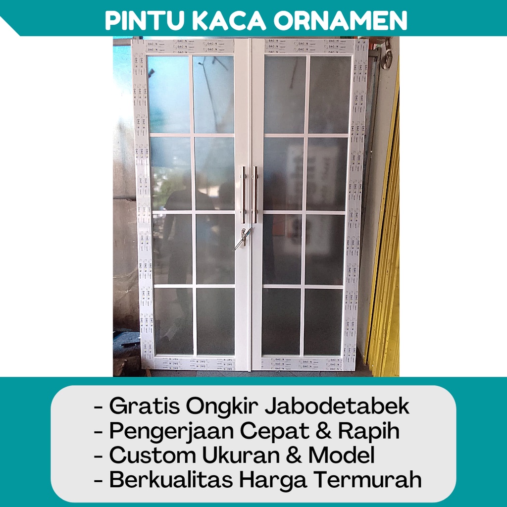 Jual Pintu Kaca Swing Ornamen Dua Daun L140xt200 Custom Ukuran Model