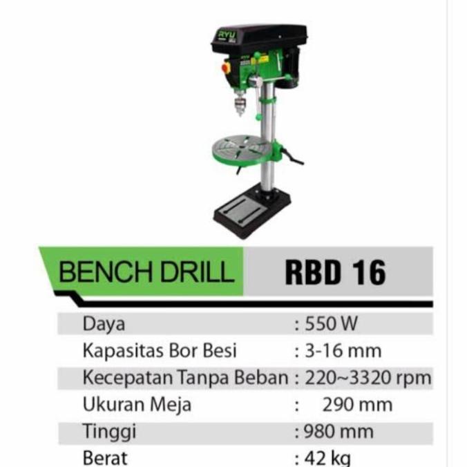 Jual Mesin Bor Duduk Mm Ryu Rbd Bench Drill Mm Ryu Tekiro