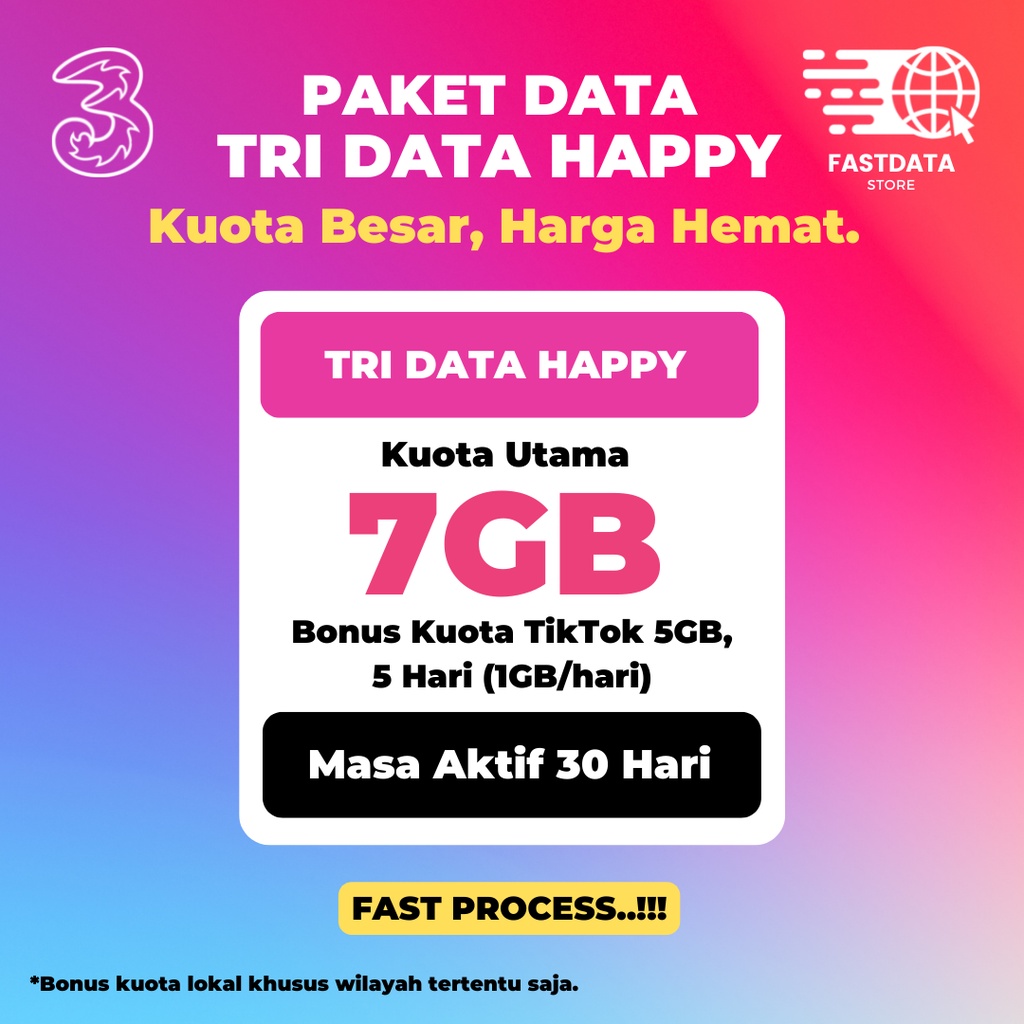 Jual PAKET DATA TRI HAPPY & UNLIMITED ALWAYS ON SUPER MURAH PROSES ...