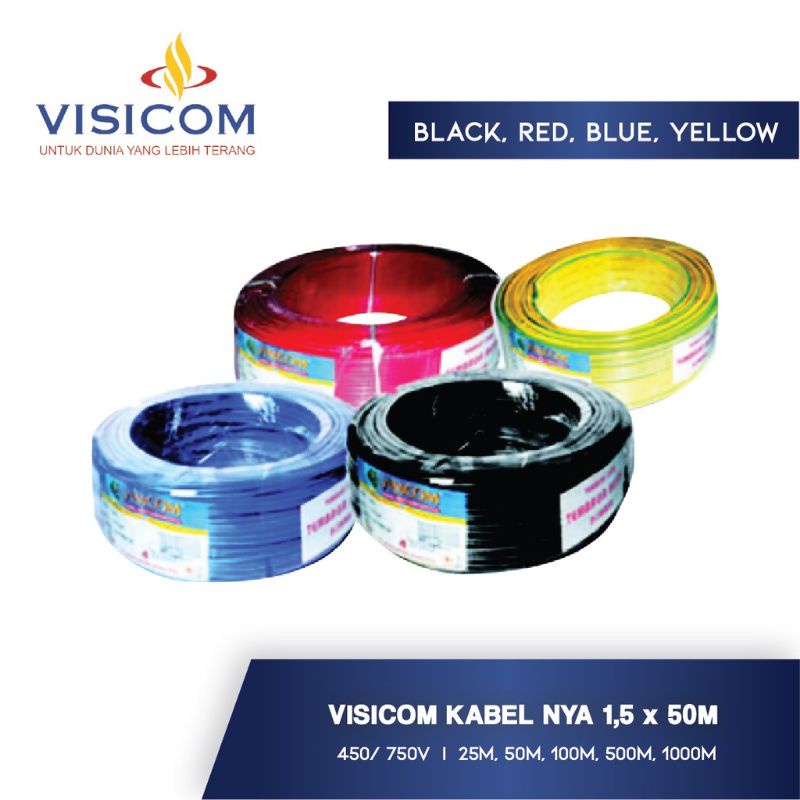 Jual Kabel engkel kawat NYA 1 x 1,5 / 1.5 mm VISICOM 25 50 100 meter ...