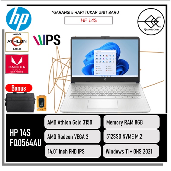 Jual Laptop Hp 14s Fq0564au Athlon Gold 3150 8gb 512ssd Vega3 W11ohs 140 Ips Shopee Indonesia 4352