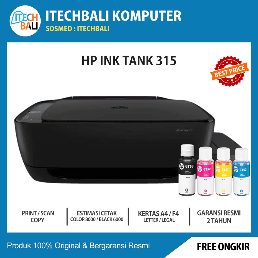Jual Printer HP 315 Print Scan Copy Ink Tank Printer Garansi Resmi ...