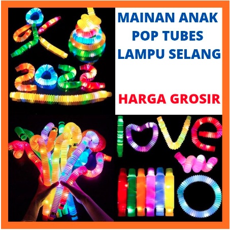 Jual Mainan Viral CEV Light Up Pop Tubes Pop Pipes Mainan Lampu Stick Pipa Selang Fidget Toy