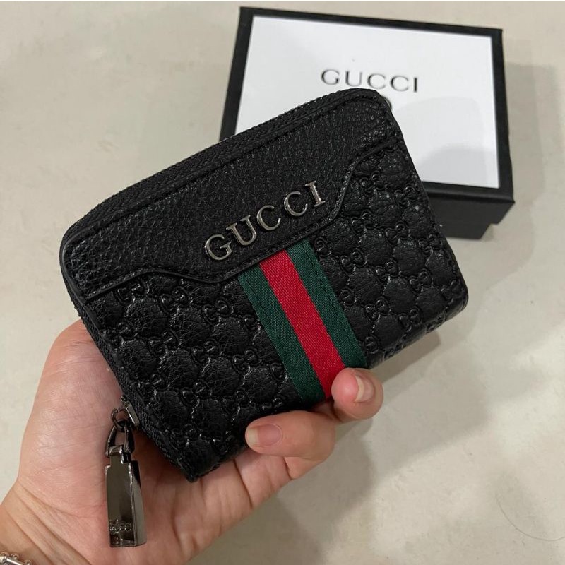 GUCCI Animalier Bee Leather Card Case Black 523685