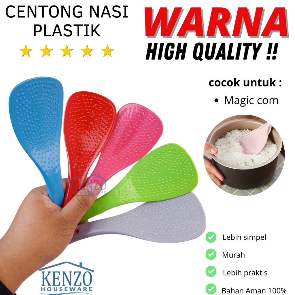 Jual ( 6 PCS ) Centong Sendok Nasi Plastik Spatula Anti Lengket Centong ...