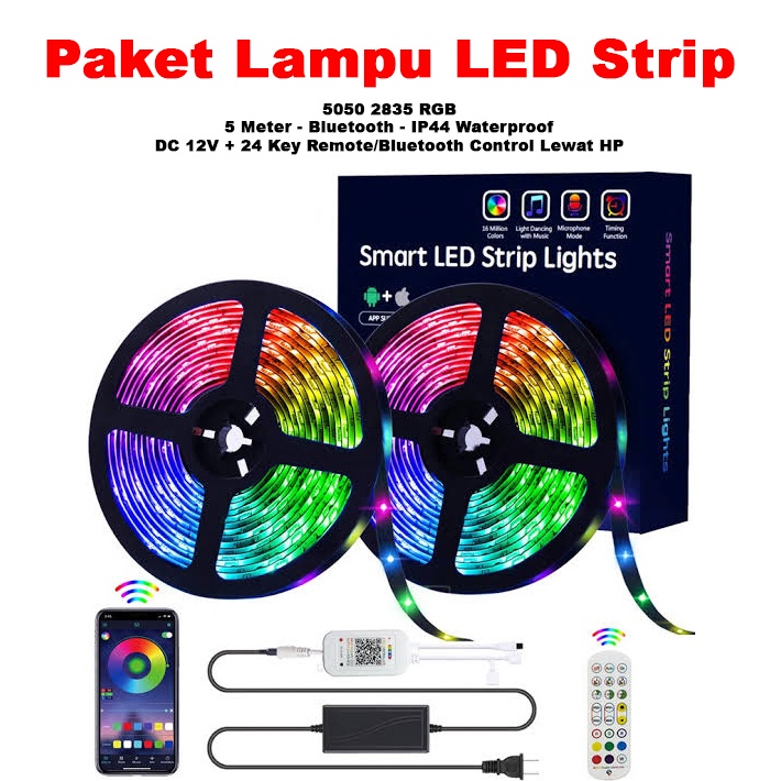 Jual Pplus Paket Lampu Led Strip Rgb M Sensor Musik Bluetooth Ip Rgb Remote