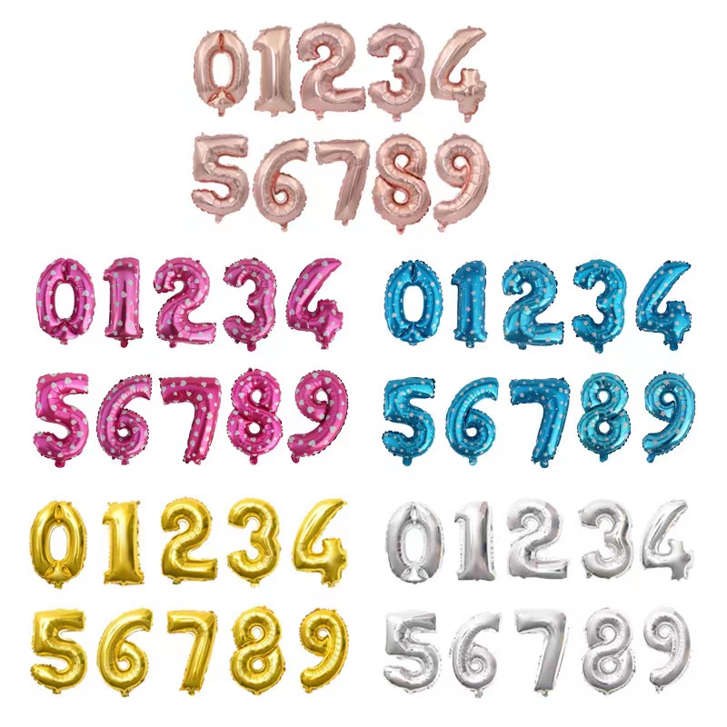 Jual BALON ANGKA Gold Biru 16inch / BALON FOIL ANGKA 16inch balon huruf
