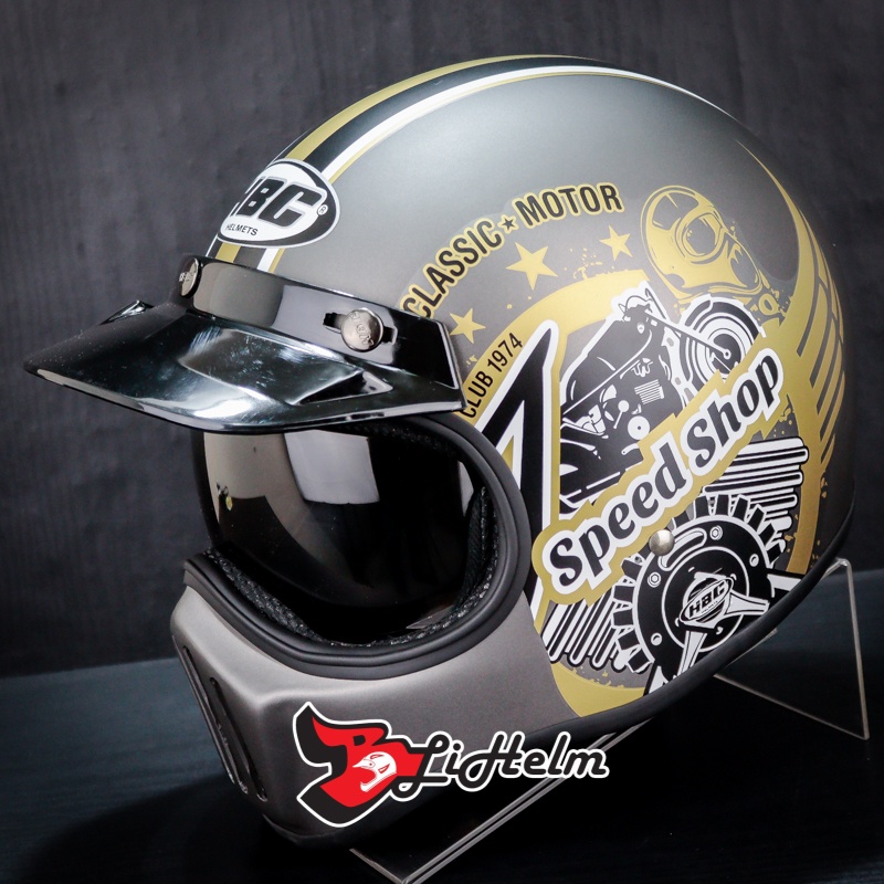 Jual HBC HELM HBC CAKIL SPEED SHOP | GREY DOFF | CLASSIC RETRO | Shopee ...