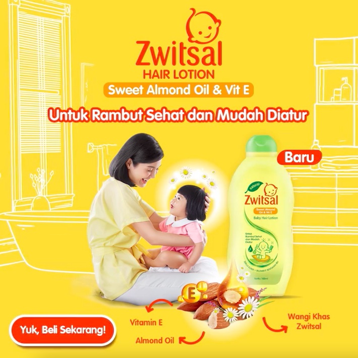 Jual ZWITSAL Natural Baby HAIR LOTION 100ml / 200ml Almond / Aloe