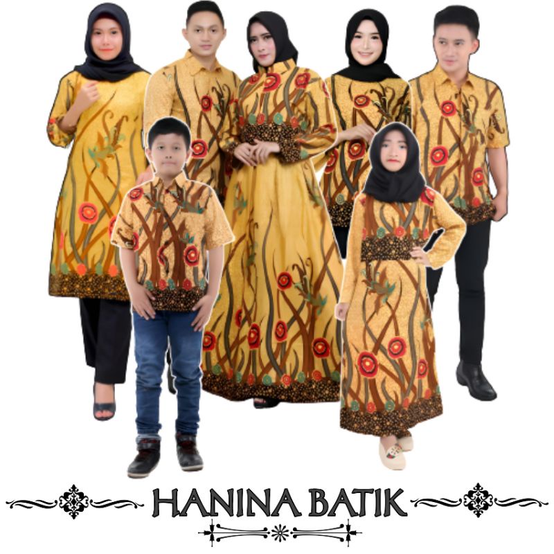 Jual Baju Batik Couple Keluarga Terlengkap Motif Ilalang Kuning Harga