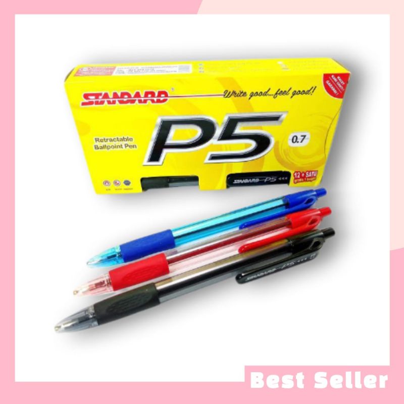 Jual Standard P5 0.7mm Pulpen Bolpen Ball Point Pen Hitam Biru Merah 1 ...