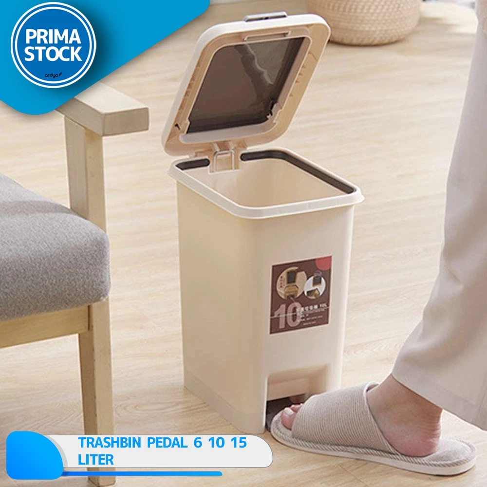 Tempat sampah injak pedal kotak plastik + tombol tutup tekan dapur