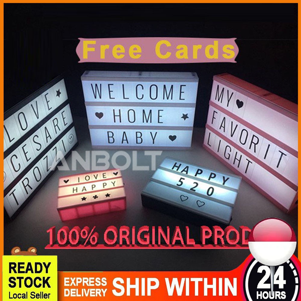 Jual Lampu Cinema Light Box A5 Dekorasi Huruflampu Hias Message Diy Kotak Sinema Kamar Cafe Led 0304